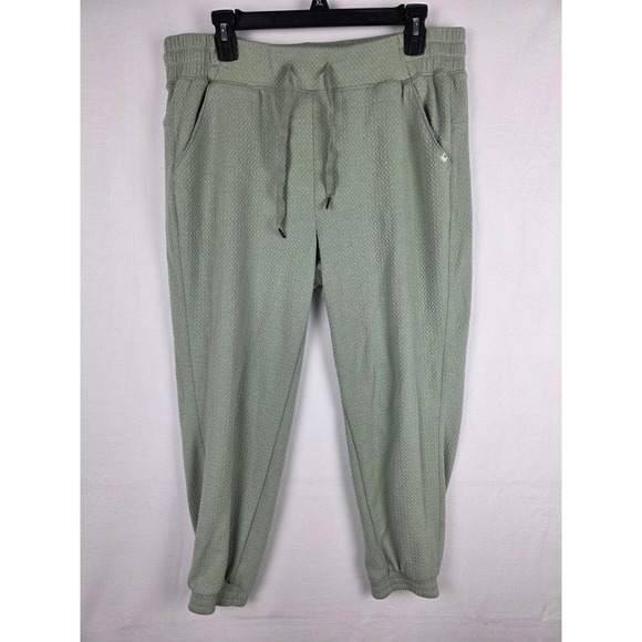 Marika Pants - Marika Womens Sage Green Textured Jogger Pants‎ XL Drawstring Pockets Activewear